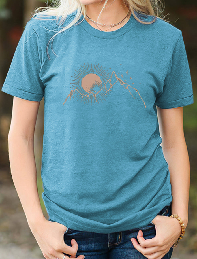 Mountains Printed Crew Neck T-Shirt