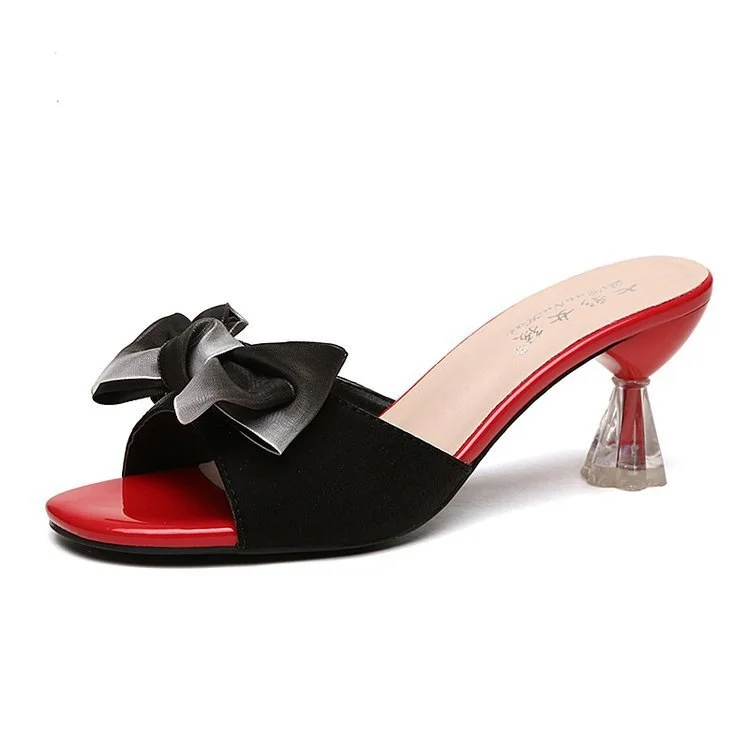 Colourp Colourp Crystal With Sweet Word-Drag Bowknot Cool Slippers Female Summer Outside Wear Everything With High Heel Slippers