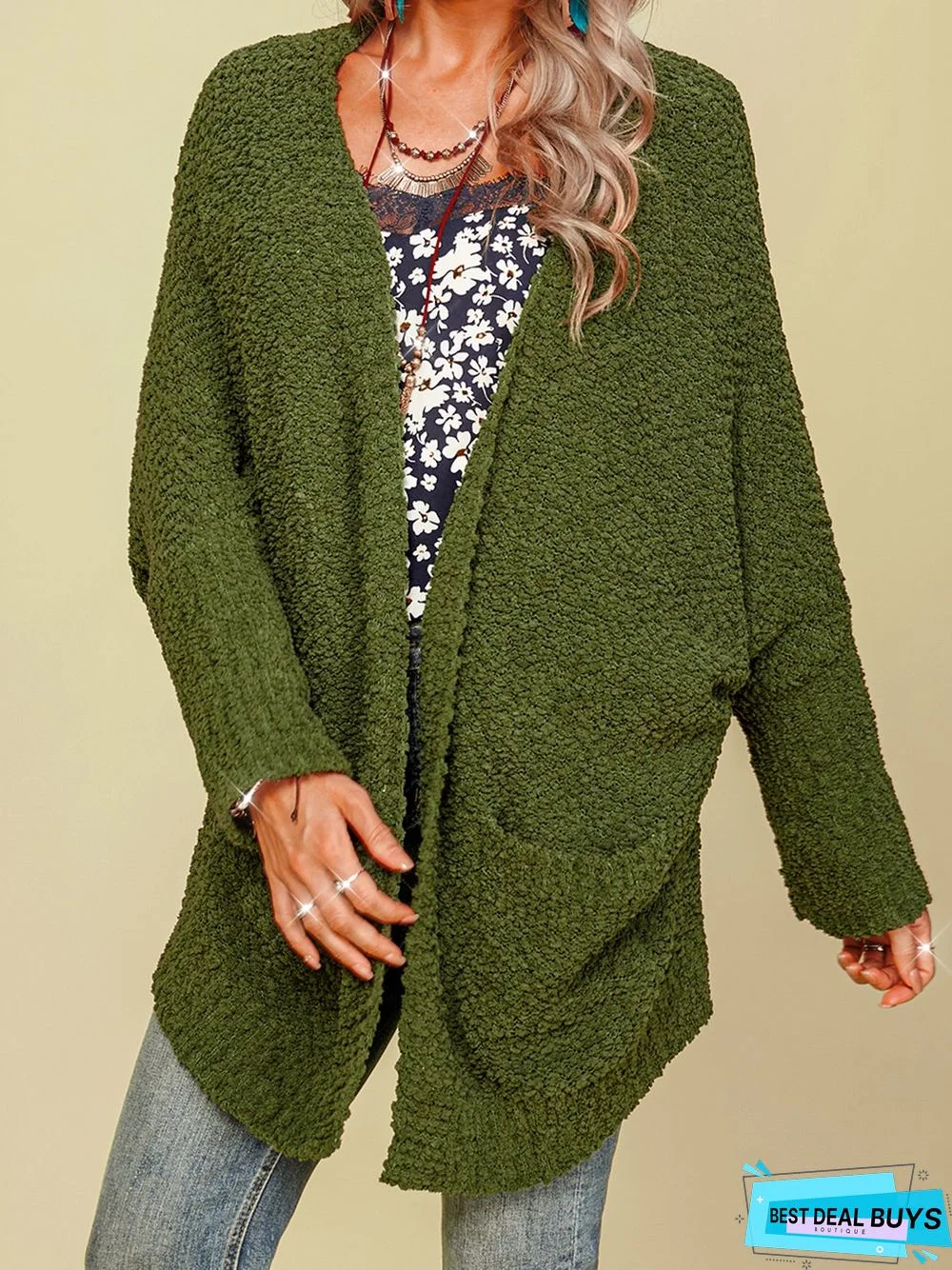 plain long sleeve Cardigan