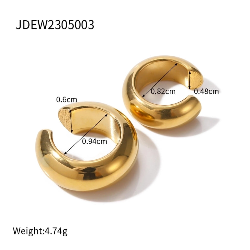1 Pair Vacation Minimalist IG Style C Shape Solid Color Asymmetrical 304 Stainless Steel 18K Gold Plated Ear Cuffs