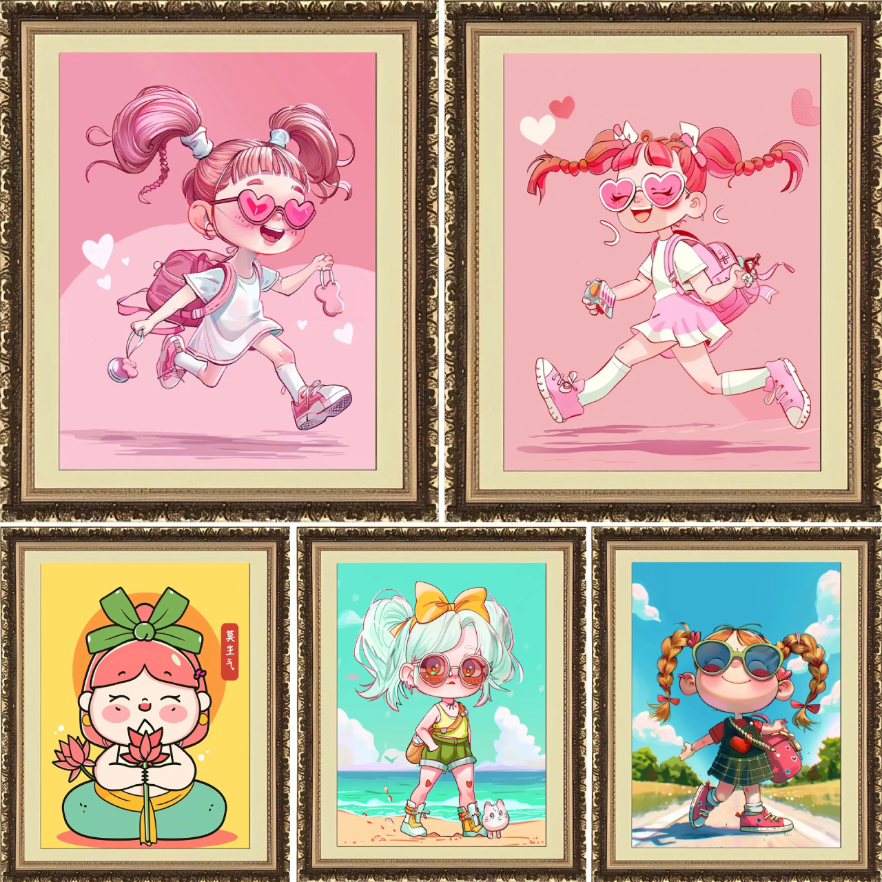 Cartoon Girl 11CT/14CT Stamped Cross Stitch 45*60CM