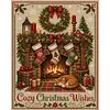 Fireplace Cat DIY 11CT 3 Strand Stamped Cross Stitch Kit for Adults 40x50cm tapestrymarket