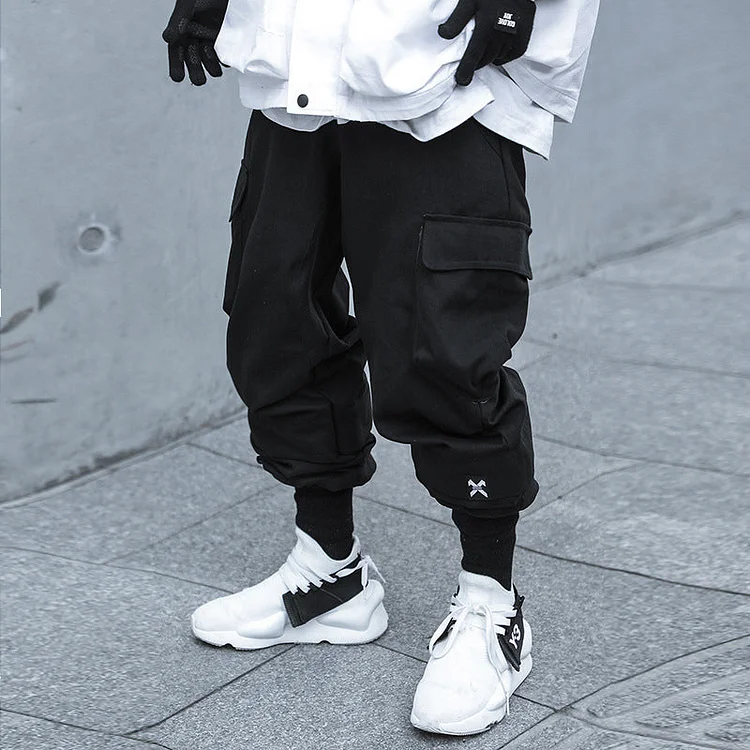 Dawfashion Techwear Streetwear-Dark Functional Multi Pocket Loose Cargo Pants-Streetfashion-Darkwear-Techwear