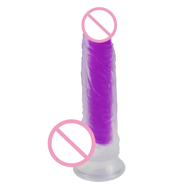 Transparent Jelly Crystal Rainbow Liquid Silicone Dildo Female Masturbation Device