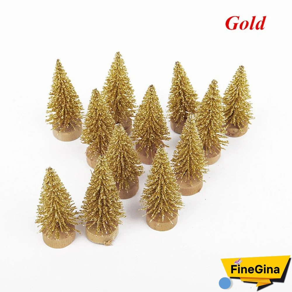 Wholesale 12/24Pcs Tabletop Christmas Pine Tree Xmas Mini Snow Trees Small Decoration Gifts