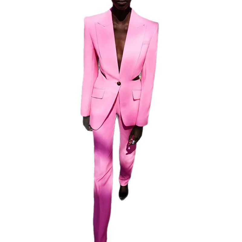 Nigikala Nigikala Star Fashion New Perspective Mesh Splicing Suit Jacket Trousers Suit Suit