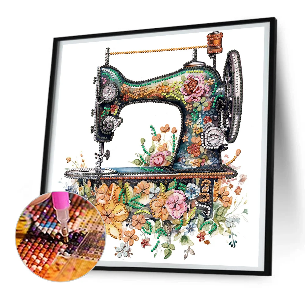 Diamond Painting - Partial Special Shaped Drill - Sewing Machine(Canvas|30*30cm)