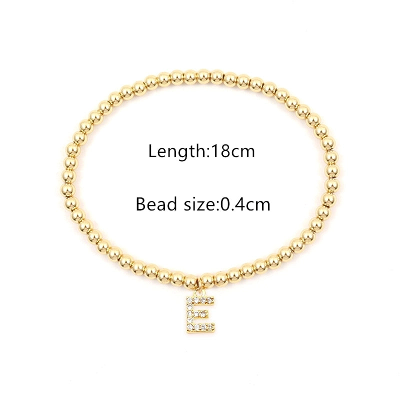 Copper Inlay Letter Zircon Bracelets
