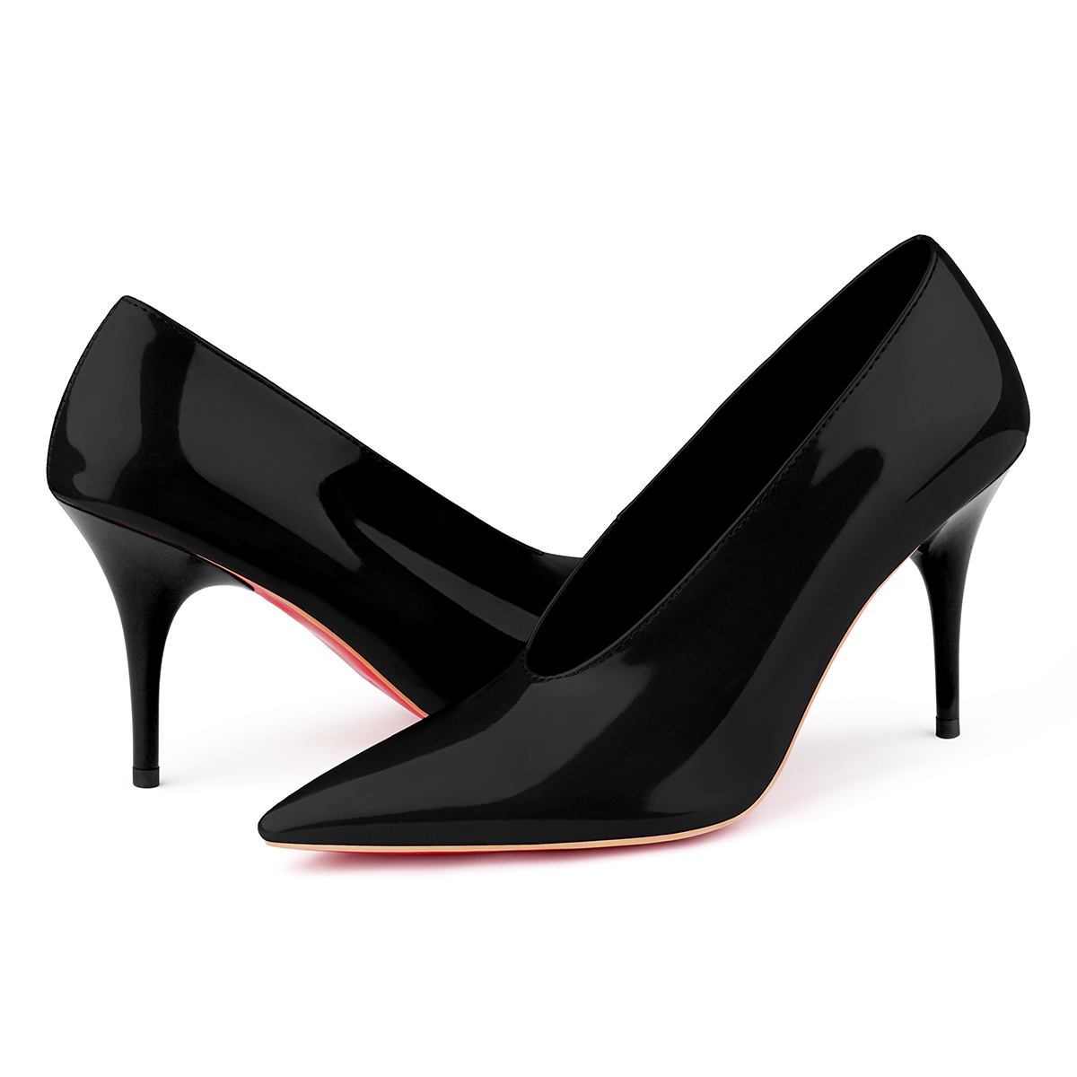 95mm Pointed Toe High Heel Prom Shoes Red Bottoms Pumps-MERUMOTE