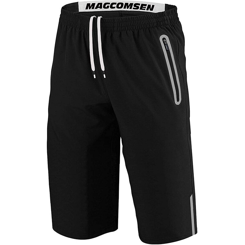 Men's Outdoor Hiking Summer Quick Dry Thin Breathable Ripstop Knee Shorts with Reflective Zipper Pockets