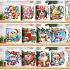 (US Only)12PCS DIY Xmas Pattern Rhinestone Diamond Art Mosaic Postcards for Celebrations
