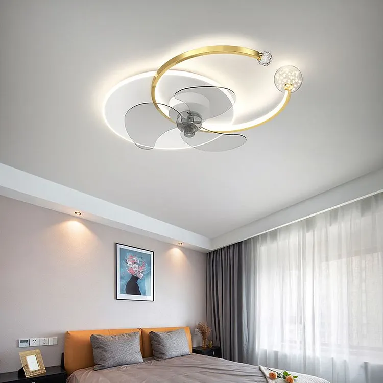 Morandi Starry Ceiling Fan with Double C Lighting, 2 Colors, 62CM Long