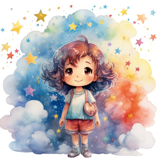 Fantasy Cartoon Little Girl With Clouds 40*40CM (Canvas) AB Round Drill Diamond Painting gbfke
