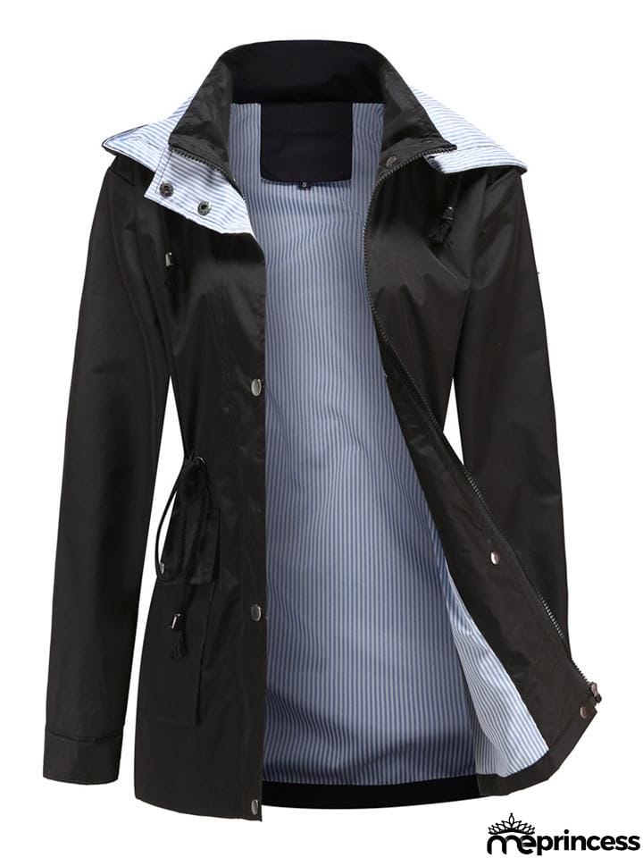 Women's Fashionable Casual Zipper Windbreaker Coat