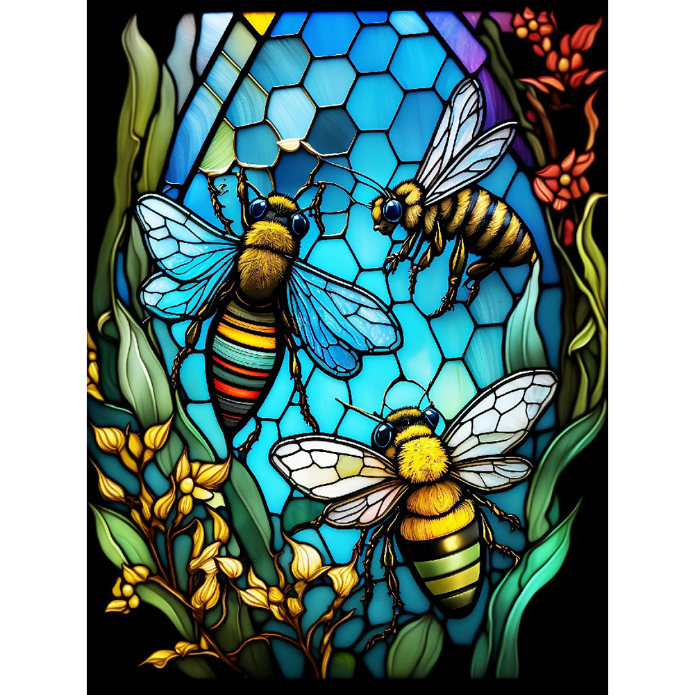 5D DIY Full Round Drill Diamond Painting - Stained Glass Butterfly