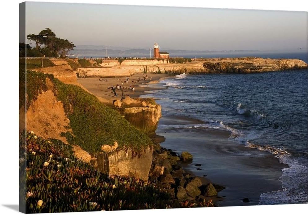 Red Brick Lighthouse at Santa Cruz, Canvas Wall Art Print, Lighthouse Artwork 60 x 40 inch