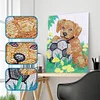 Dog Holding Football  | Crystal Rhinestone  | Full Round Diamond Painting Kits