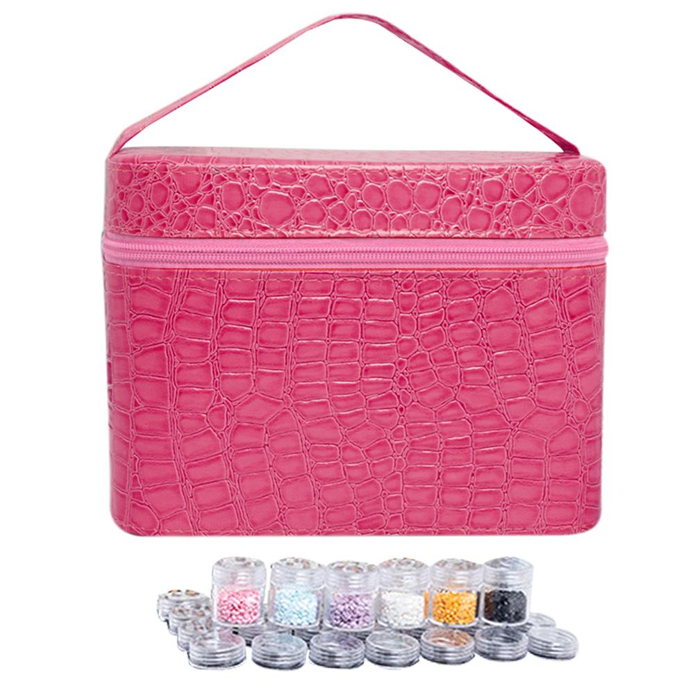 

84 Bottles PU Leather Diamond Painting Charm Rhinestone Storage Bag (Rose), Rose red, 501 Original