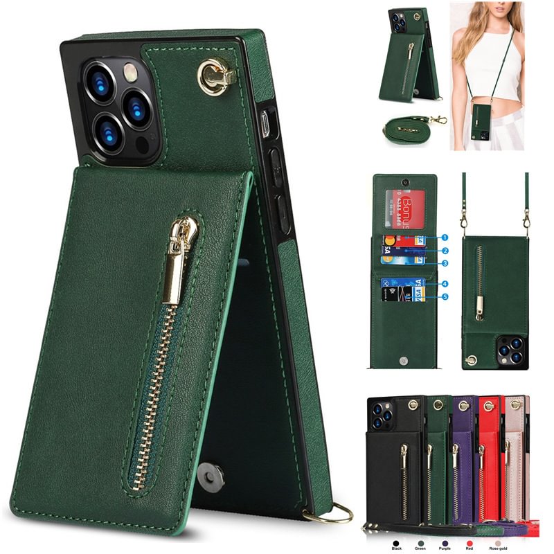 Leather Wallet Case Zipper Purse Phone Cover for iPhone 13 12 11 Pro XS Max SE
