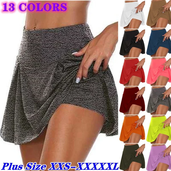 13 Colors New Summer Fashion Women Double-Layer Divided Skirt Sports Shorts Quick-Drying Yoga Sports Leggings Fitness Shorts Two Piece Skirts Plus Size 5Xl