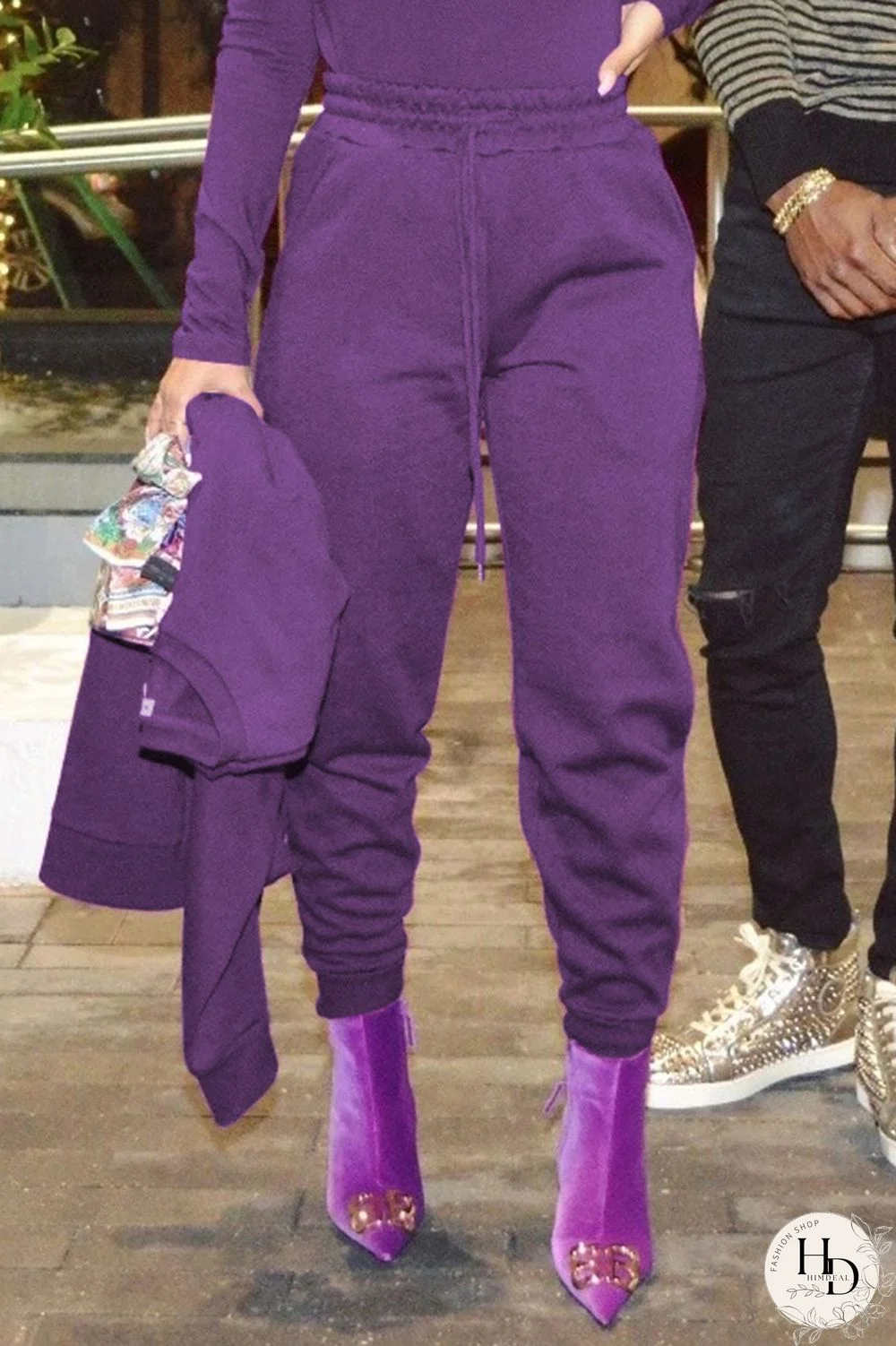 Purple Sportswear Solid Regular Bottoms
