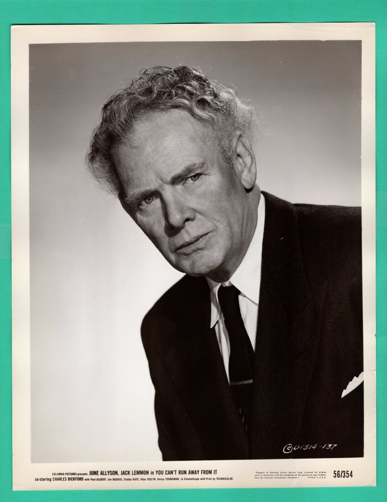 CHARLES BICKFORD Actor Promo 1956 Vintage Photo Poster painting YOU CAN'T RUN AWAY FROM IT 8x10