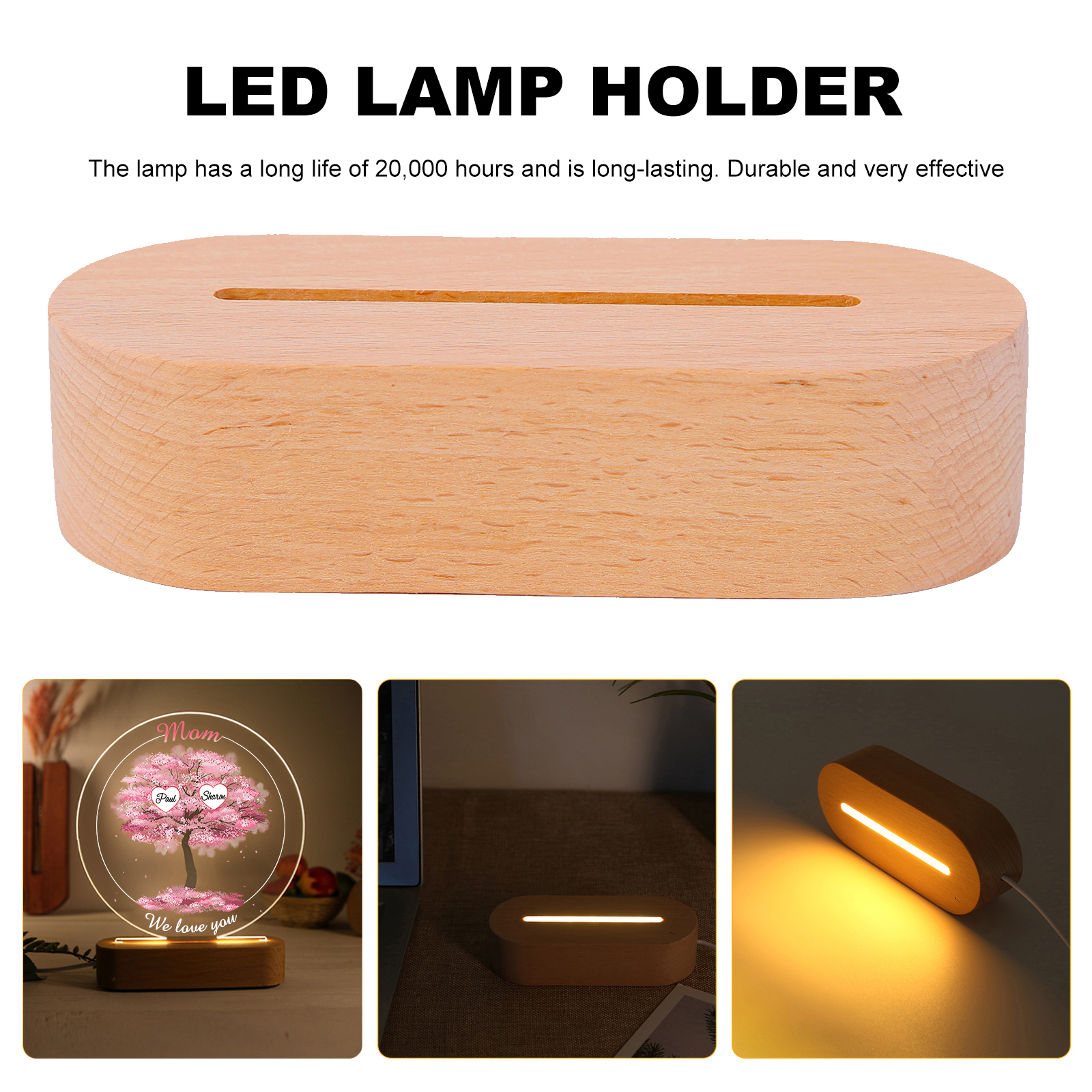 2 Names - Personalised Acrylic Night Light Custom 2 Texts Pink Family Tree LED Lamp Gifts for Mother/Grandma-Jessemade AU