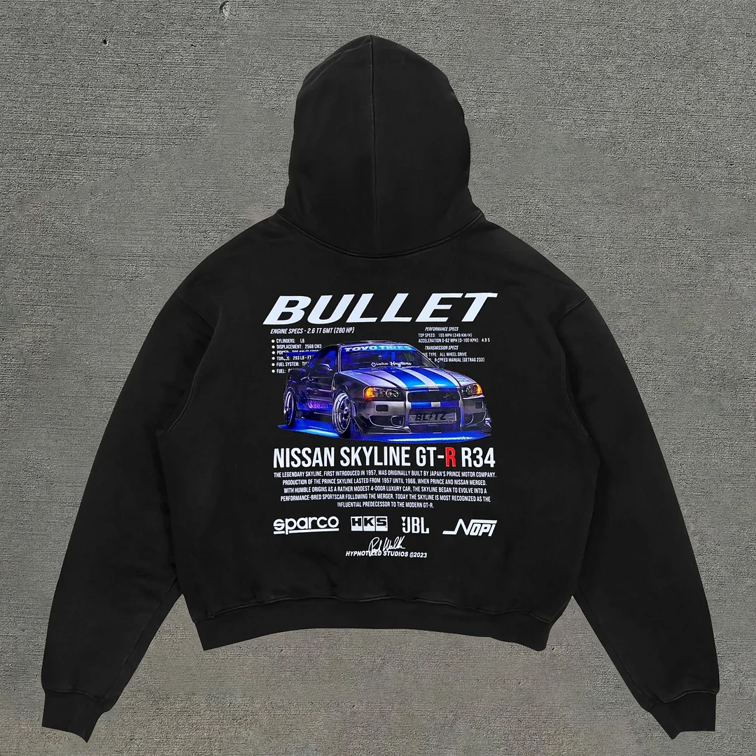 Personalized street style racing print loose hoodie