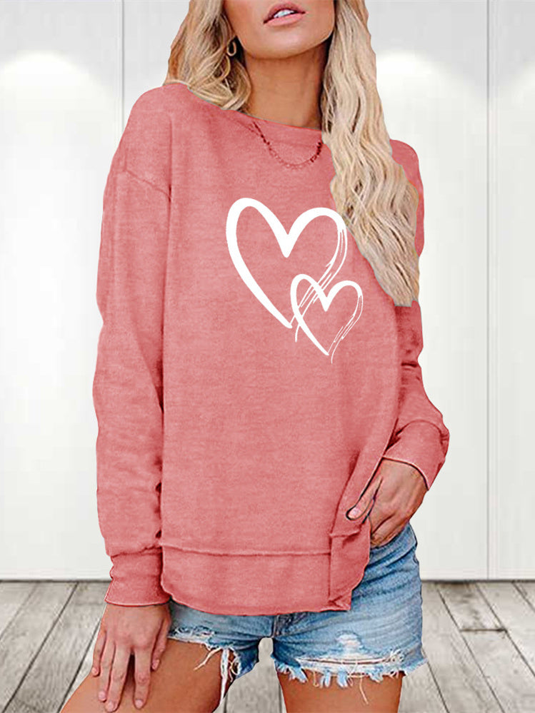 Women Long Sleeve V-neck Graphic Floral Printed Top