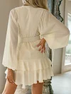 Fashion Chiffon Lantern Sleeve Falbala A-Line Simple Mini Dress