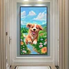 Diamond Painting-DIY Full Round Drill Dog Running on Grass(40x70cm)
