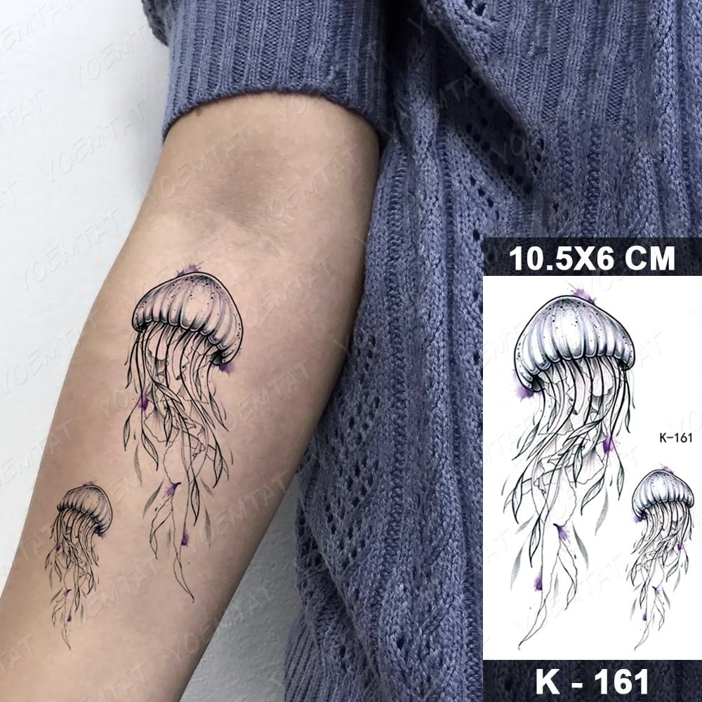 Waterproof Temporary Tattoo Sticker Sea Jellyfish Flash Tatoo Sun Moon Universe Arm Wrist Fake Tatto For Body Art Women Men