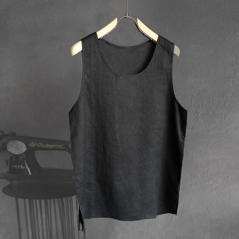 Men's Loose Linen Solid Color Washed Thin Tank Top