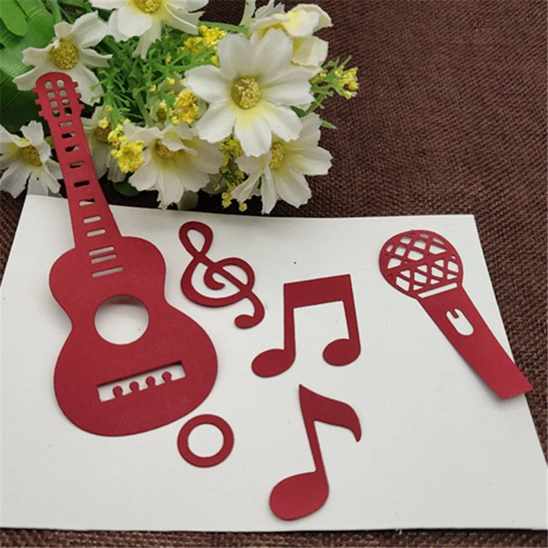 5Pcs Music set background tag Metal Cutting Dies Stencils Die Cut for DIY Scrapbooking Album Paper Card Craft