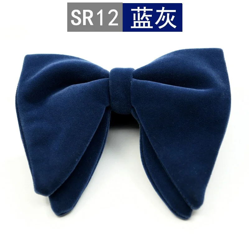 New Fashion Velvet Big Bowties for Women Mens Groom Wedding Bow Tie Skinny Solid Color Gravatas Slim Black Cravat Accessories
