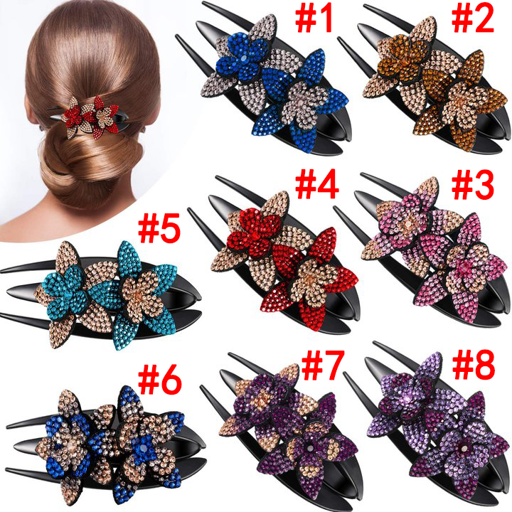 🎅EARLY CHRISTMAS SALE - 48% OFF🎄Rhinestone Double Flower Hair Clip-BUY 6 GET 20% OFF