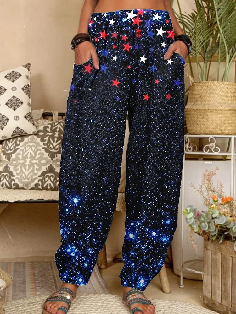 Women's Independence Day Flag Art Print Lounge Pants