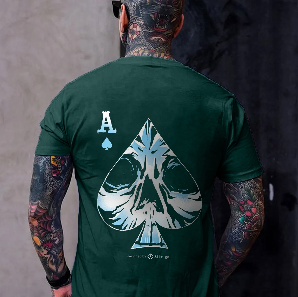  Ace Spade Skull Playing Card Black T-shirt
