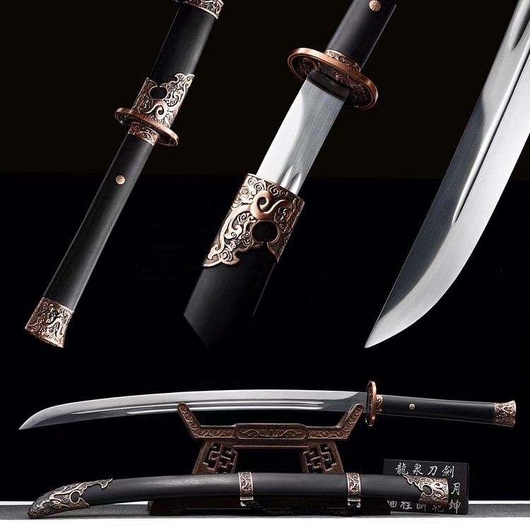 Ebony spring steel Samurai sword,Copper tsuba katana,Silver knife Japan handmade katana swords,best katana,anime katana,cosplay sword，gift