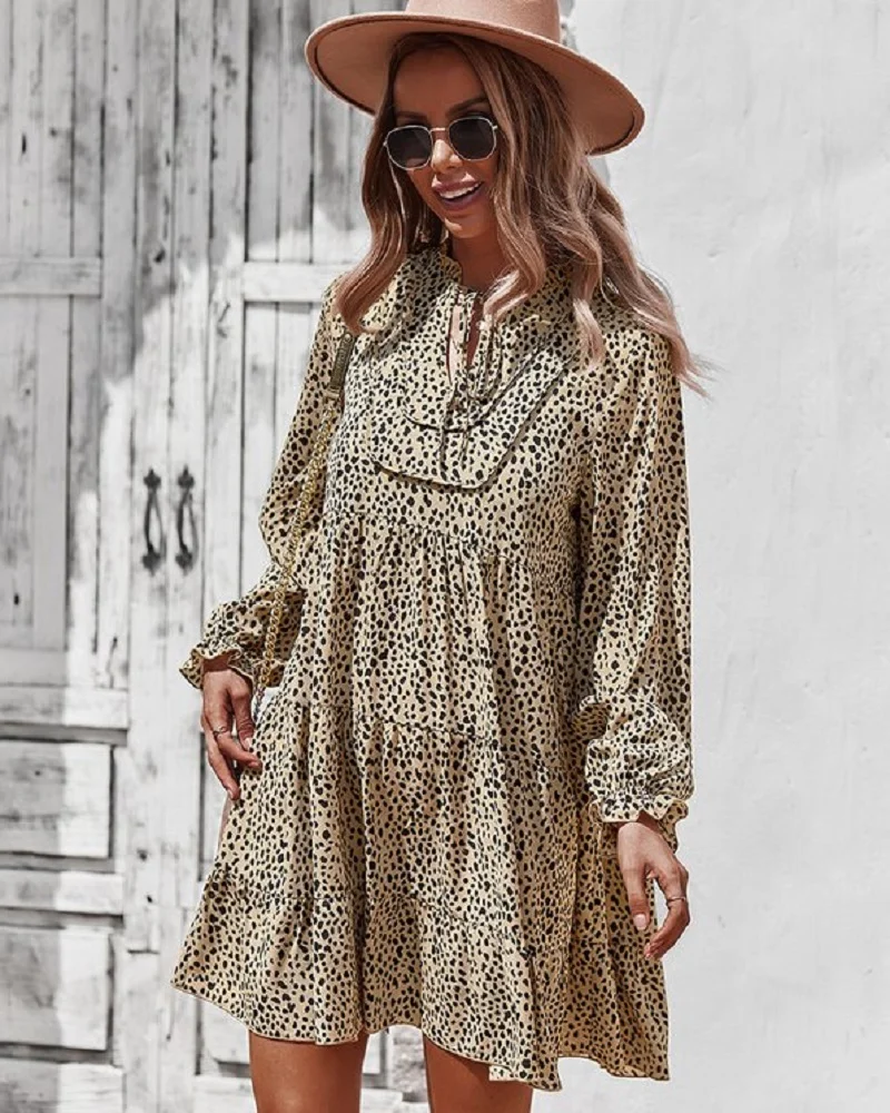 Long Sleeve Floral Casual A-Line Dress