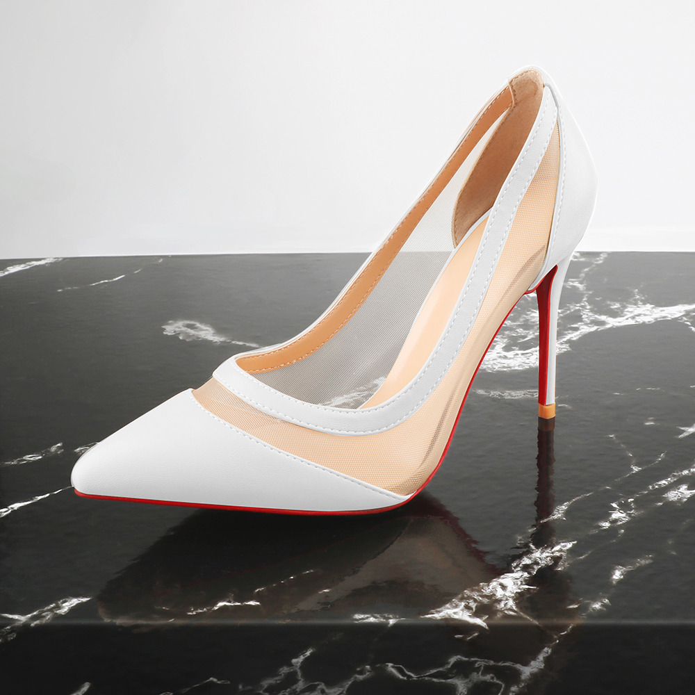 100mm/120mm Women's Breathable Mesh Pointed Toe Matte High Heel Sandals  Red Bottoms Pumps