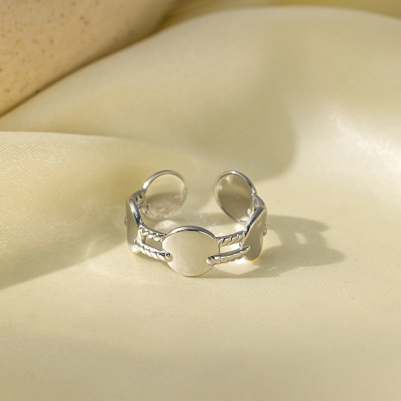 Elegant Streetwear Waves Heart Shape Flower Titanium Steel Irregular Plating Open Rings