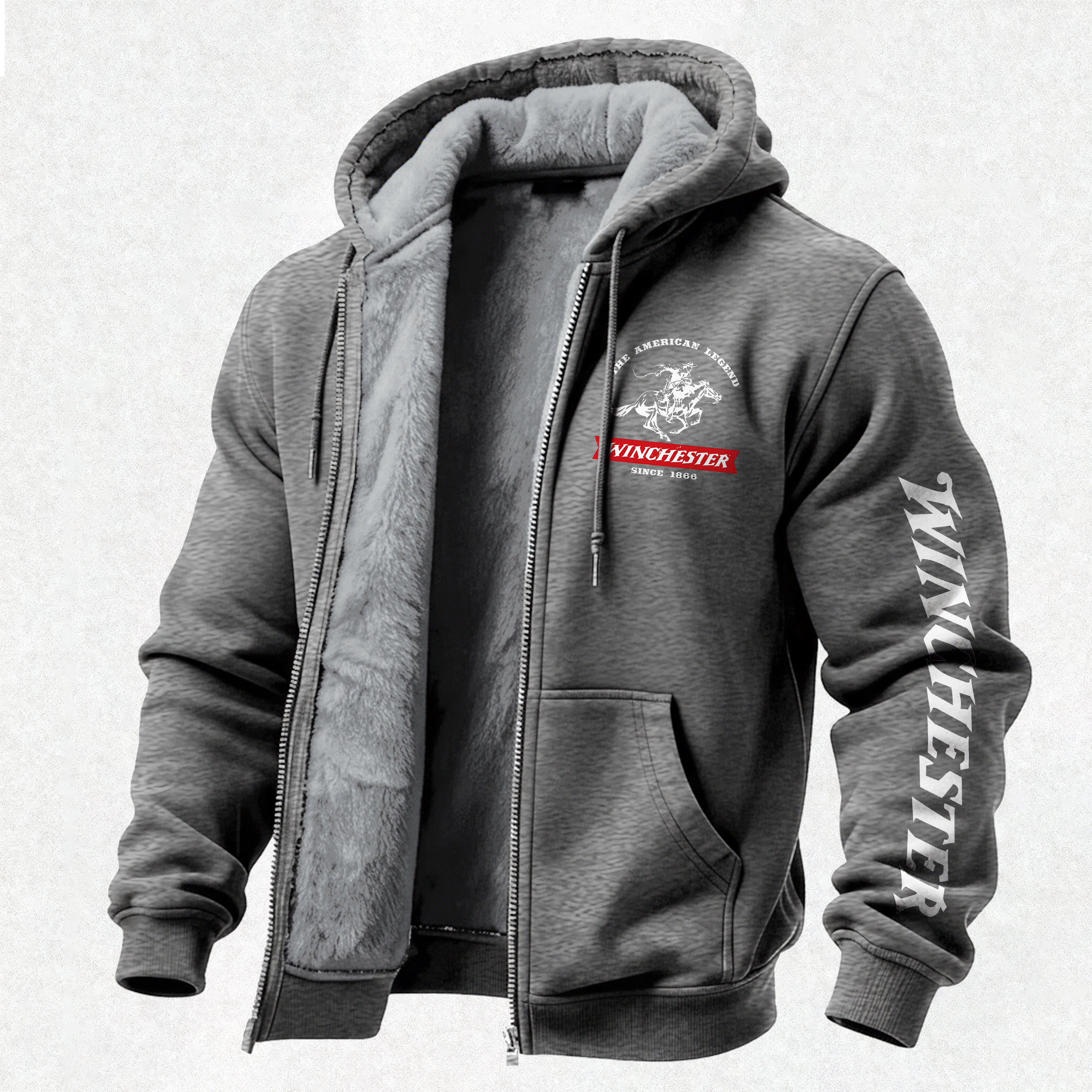 Winchester The American Legend Printed Zippered Hooded Fleece Cardigan