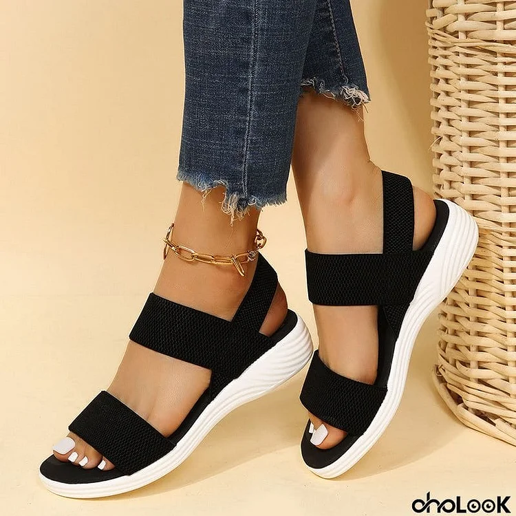 Female Casual Sports Elastic Band Super Light Thick Sole Sandals