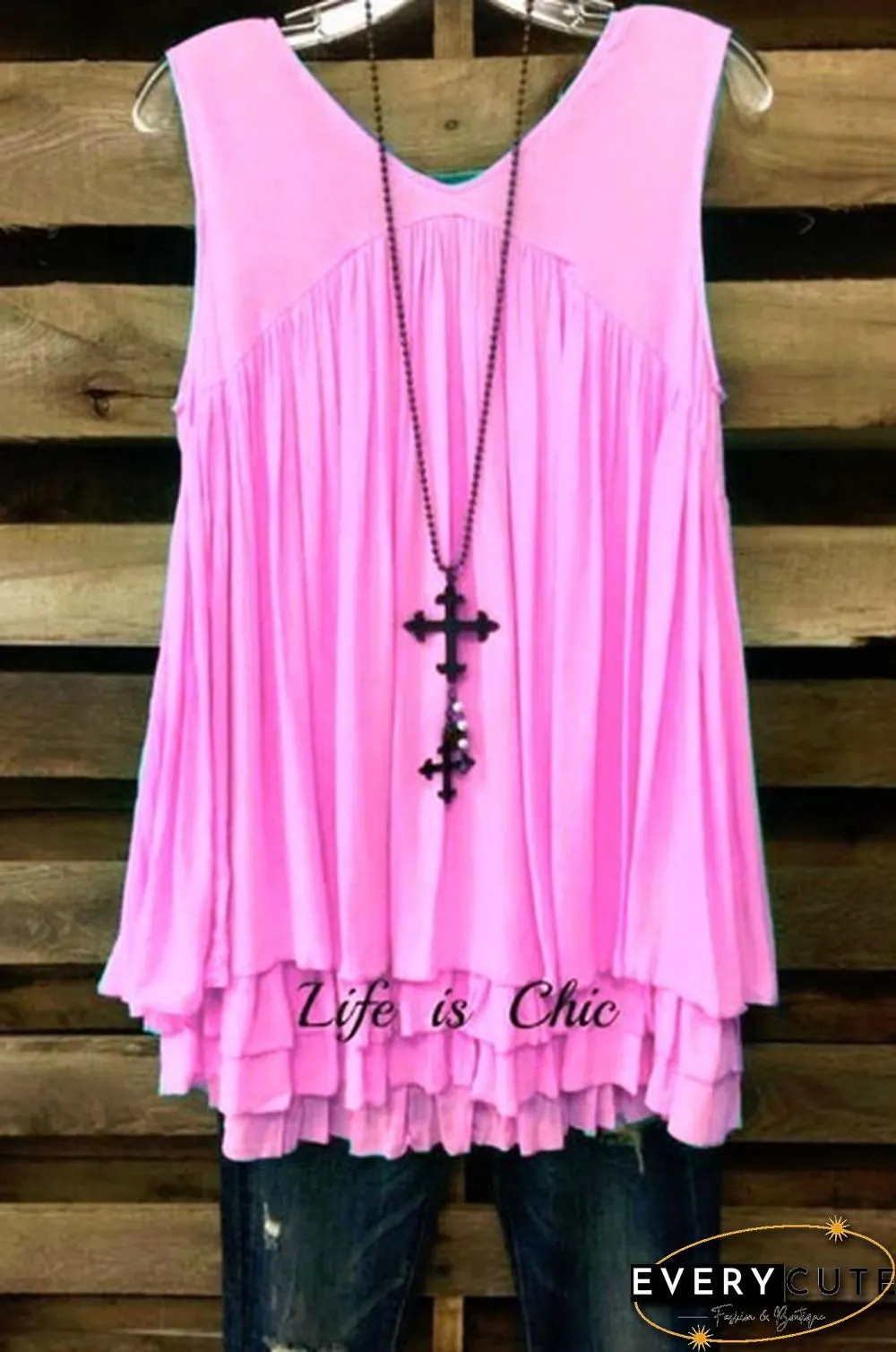 Women's Fashion Sexy Casual Solid Color Sleeveless Tank T-Shirt Top