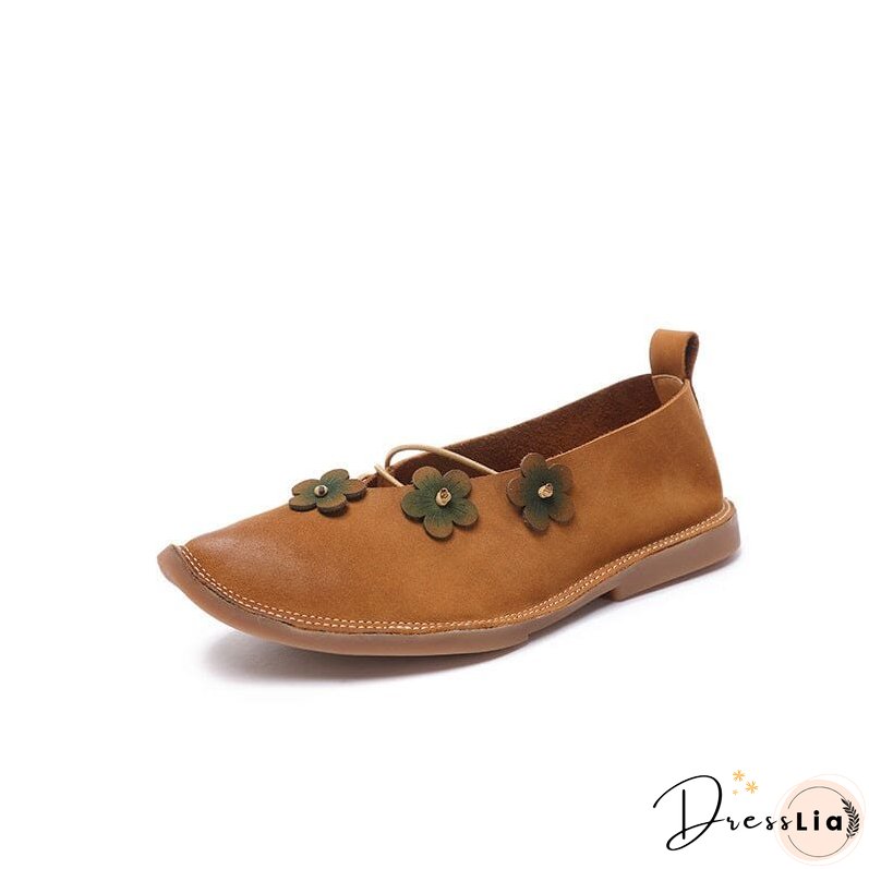 Women Retro Leather Spring Casual Shoes