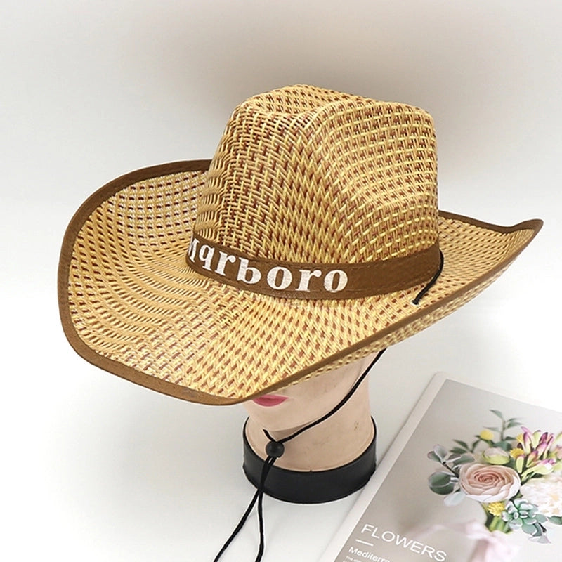 Men’s Minimalist Solid Color Big Eaves Straw Hat