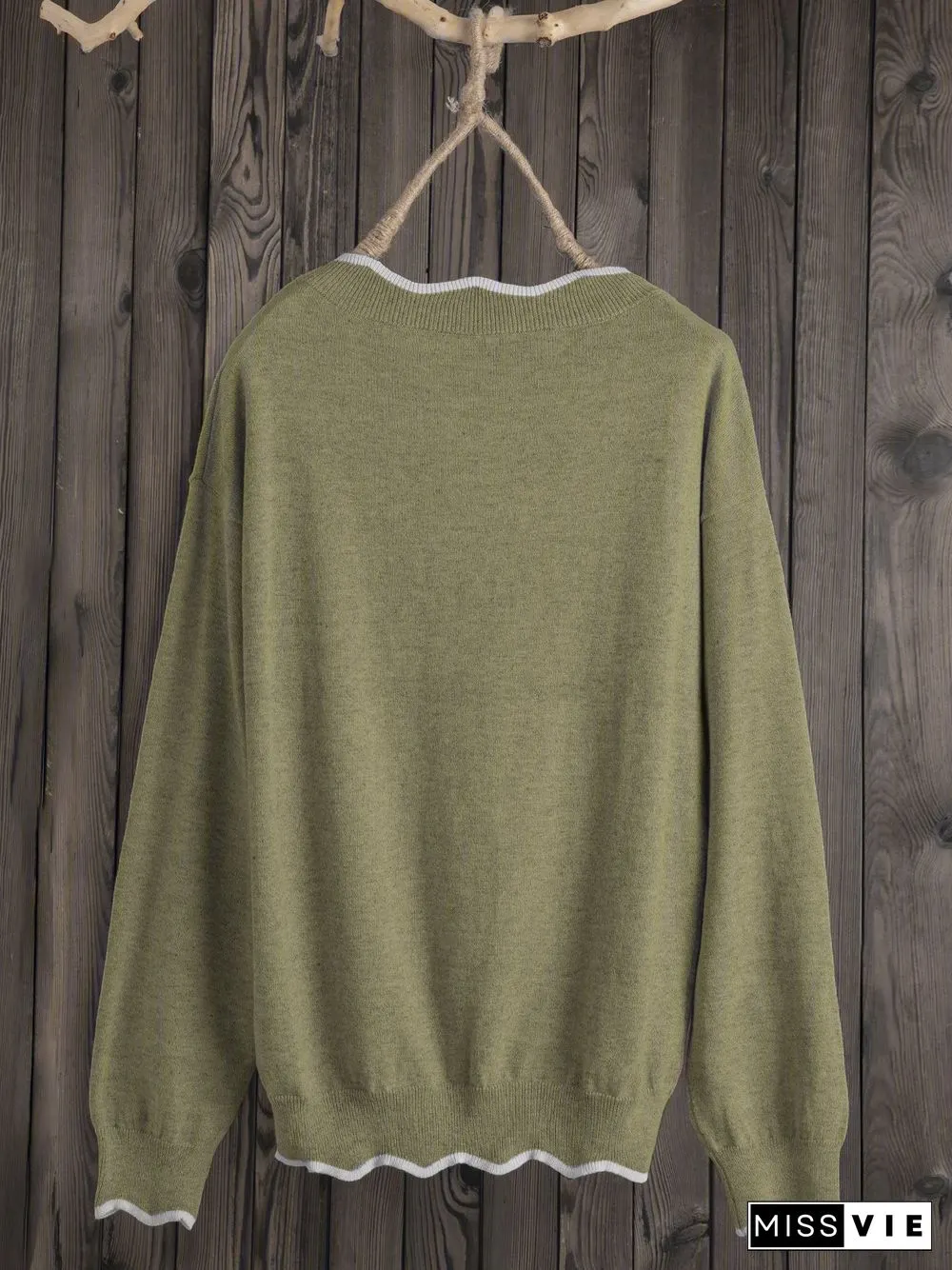 Plus Size Solid Loose Fit Women Pullover Wool Knit Sweaters