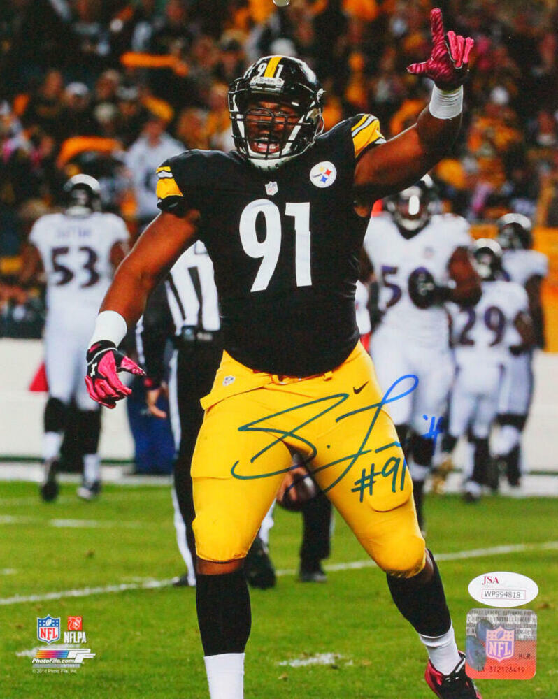 Stephon Tuitt Autographed 8x10 Celebrating Photo Poster painting w/ 91- JSA W *Blue