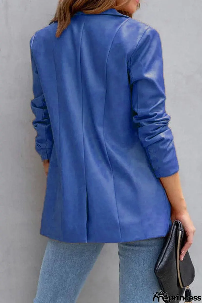Casual Street Solid Patchwork Buckle Turn-back Collar Outerwear